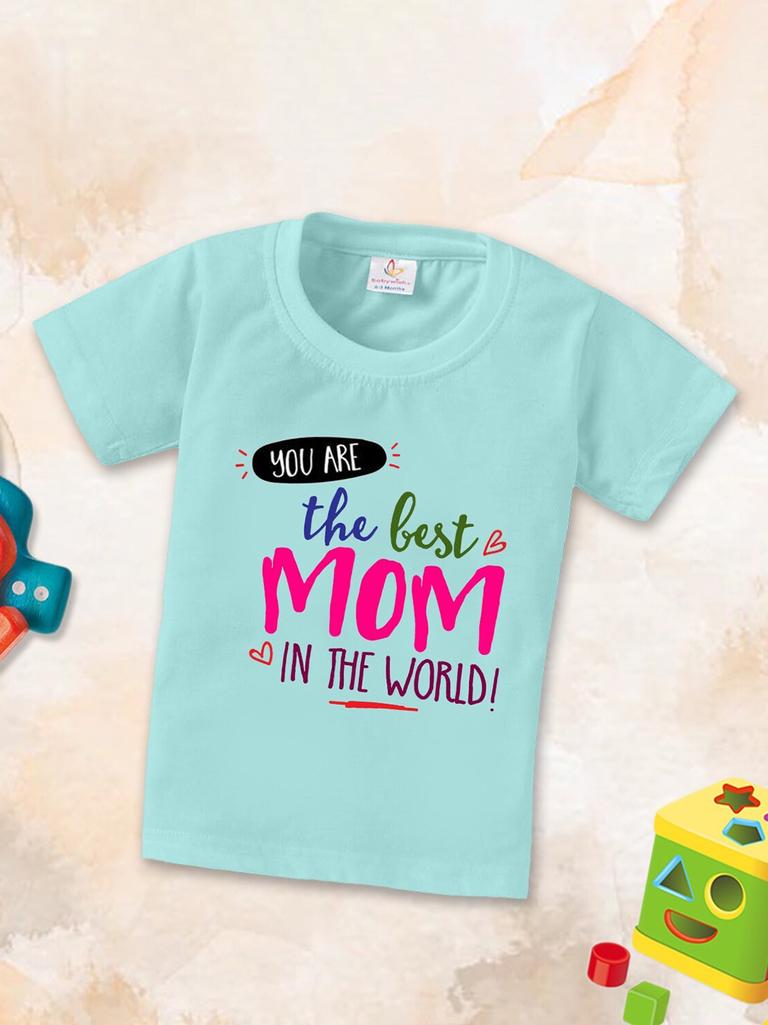 

Babywish Kids Typography Printed Applique T-shirt, Sea green