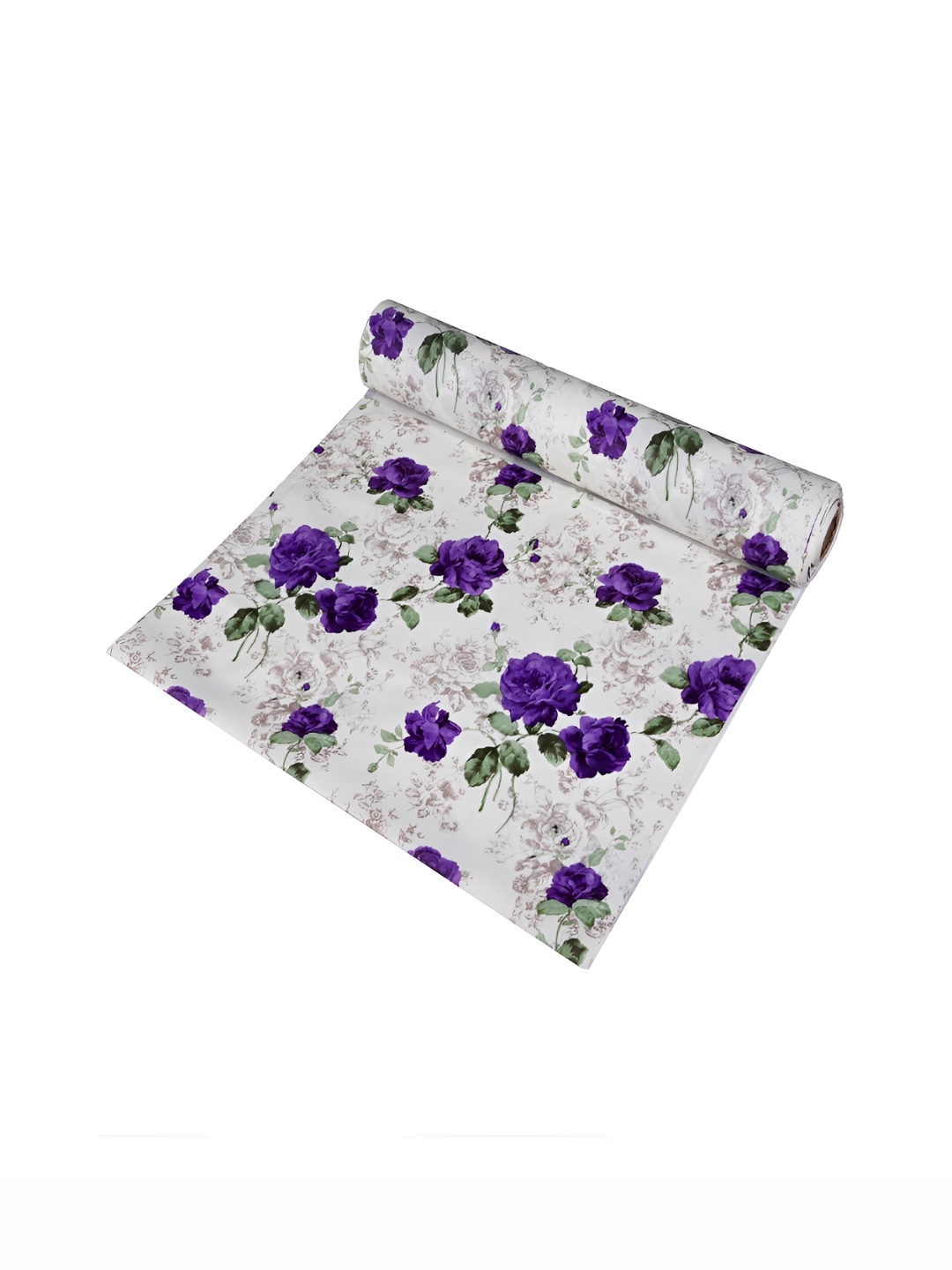 

Kuber Industries White & Purple Floral Printed Regular Shelf Liner Organiser