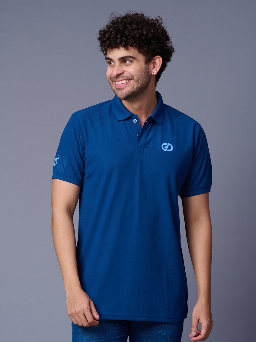 

GO DEVIL Men Polo Collar T-shirt, Blue