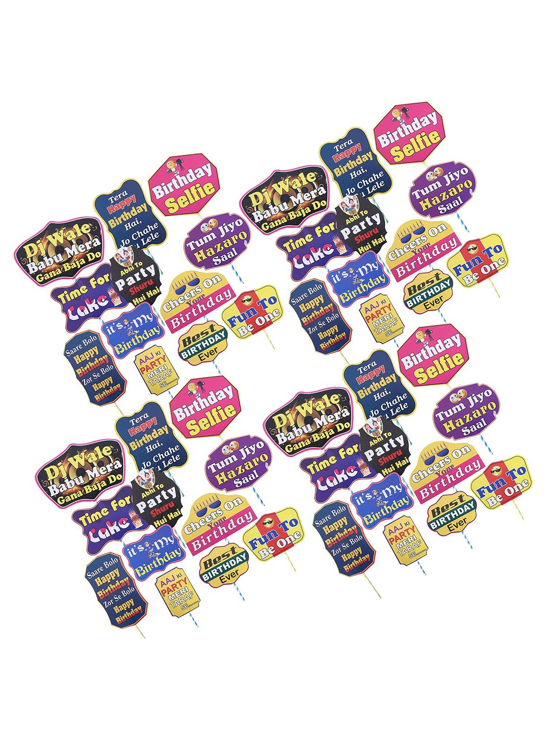 

Kuber Industries 56-Pcs Pink & Blue Cardboard Party Photo Props