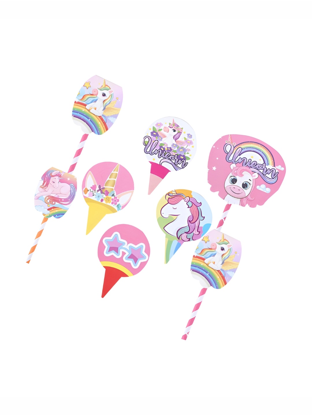 Kuber Industries 7 Pieces Pink Cupcake Toppers