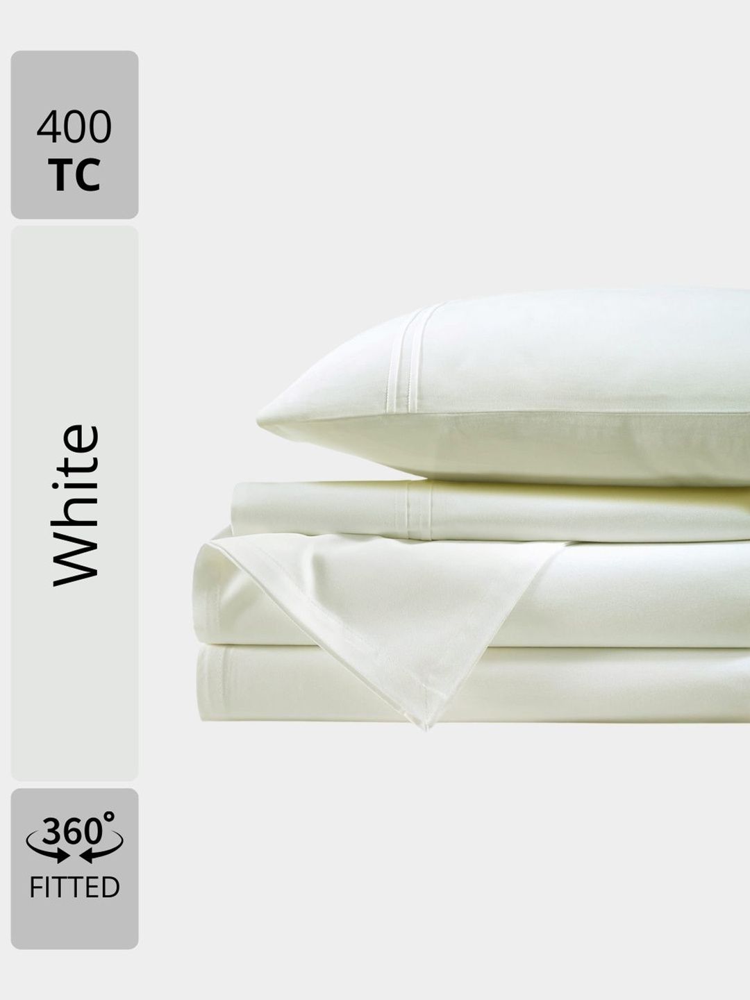 

Aurave White Plain Cotton Satin 400 TC Fitted King Bedsheet Set 1.83 m x 1.98 m