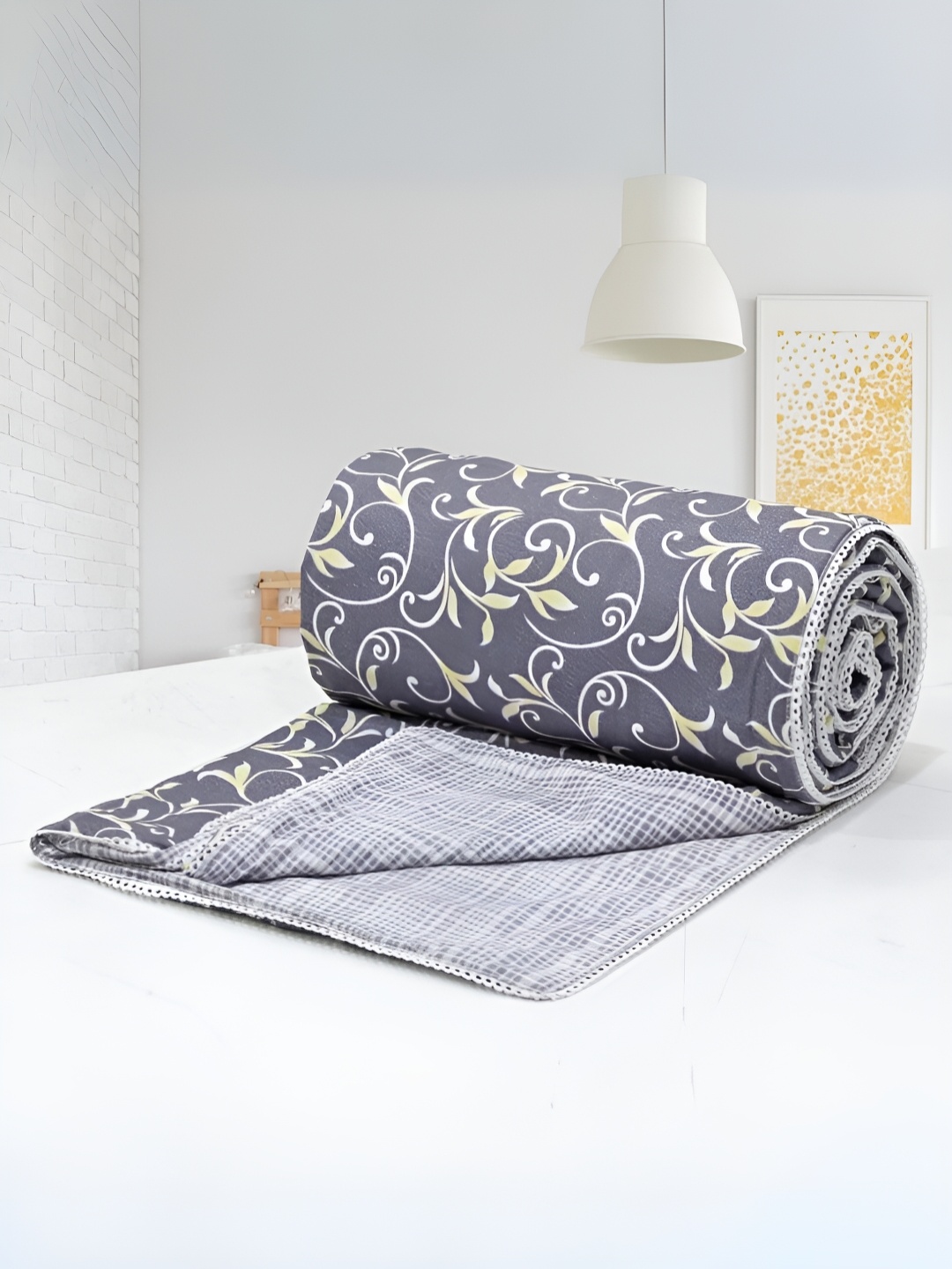 

Aurave Purple & White Floral AC Room 150 GSM Double Bed Dohar