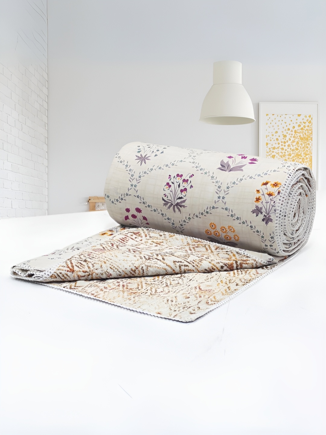 

Aurave Brown & White Floral Cotton AC Room 150 GSM Double Bed Dohar