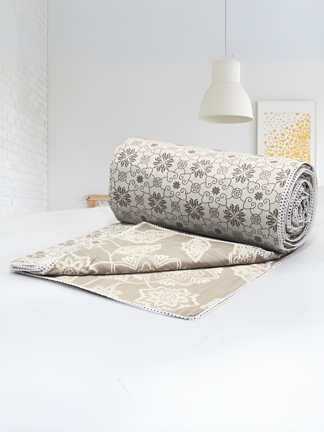 

Aurave Brown & Off White Floral AC Room 150 GSM Single Bed Dohar