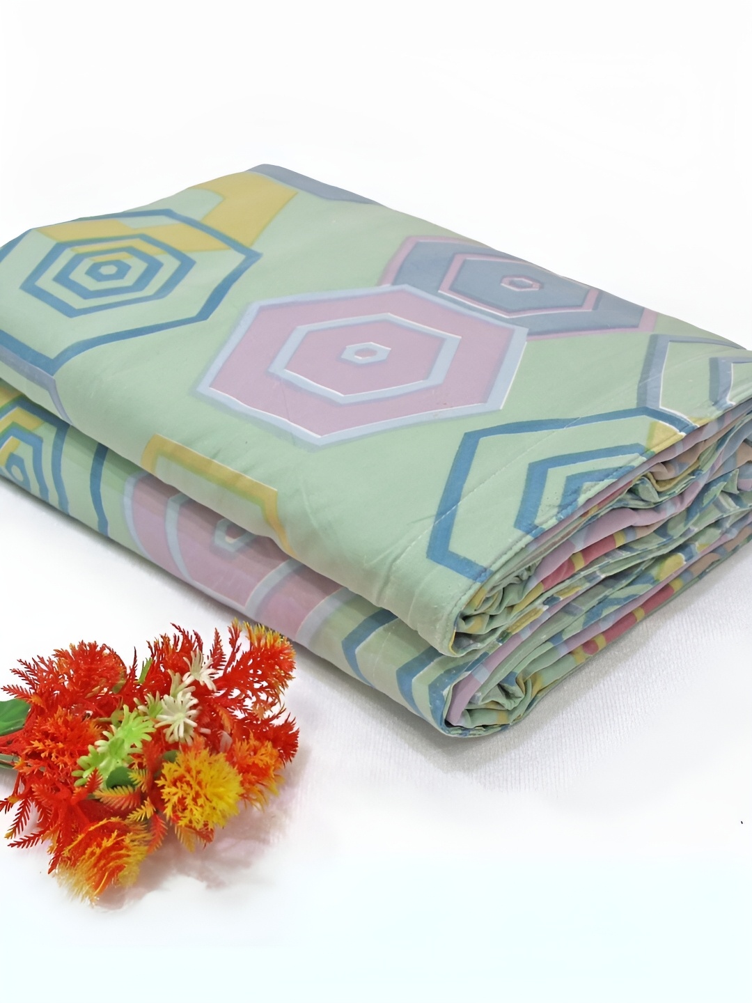 

Aurave Olivia Green & Blue Floral Microfiber Mild Winter 150 GSM Double Bed Dohar