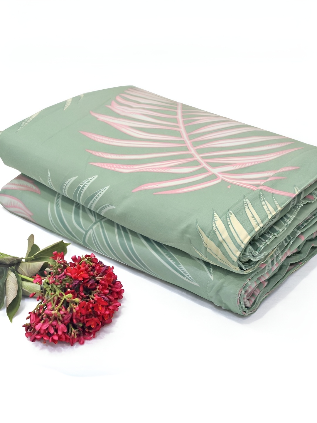 

Aurave Green & Pink Floral Microfiber Mild Winter 150 GSM Single Bed Dohar