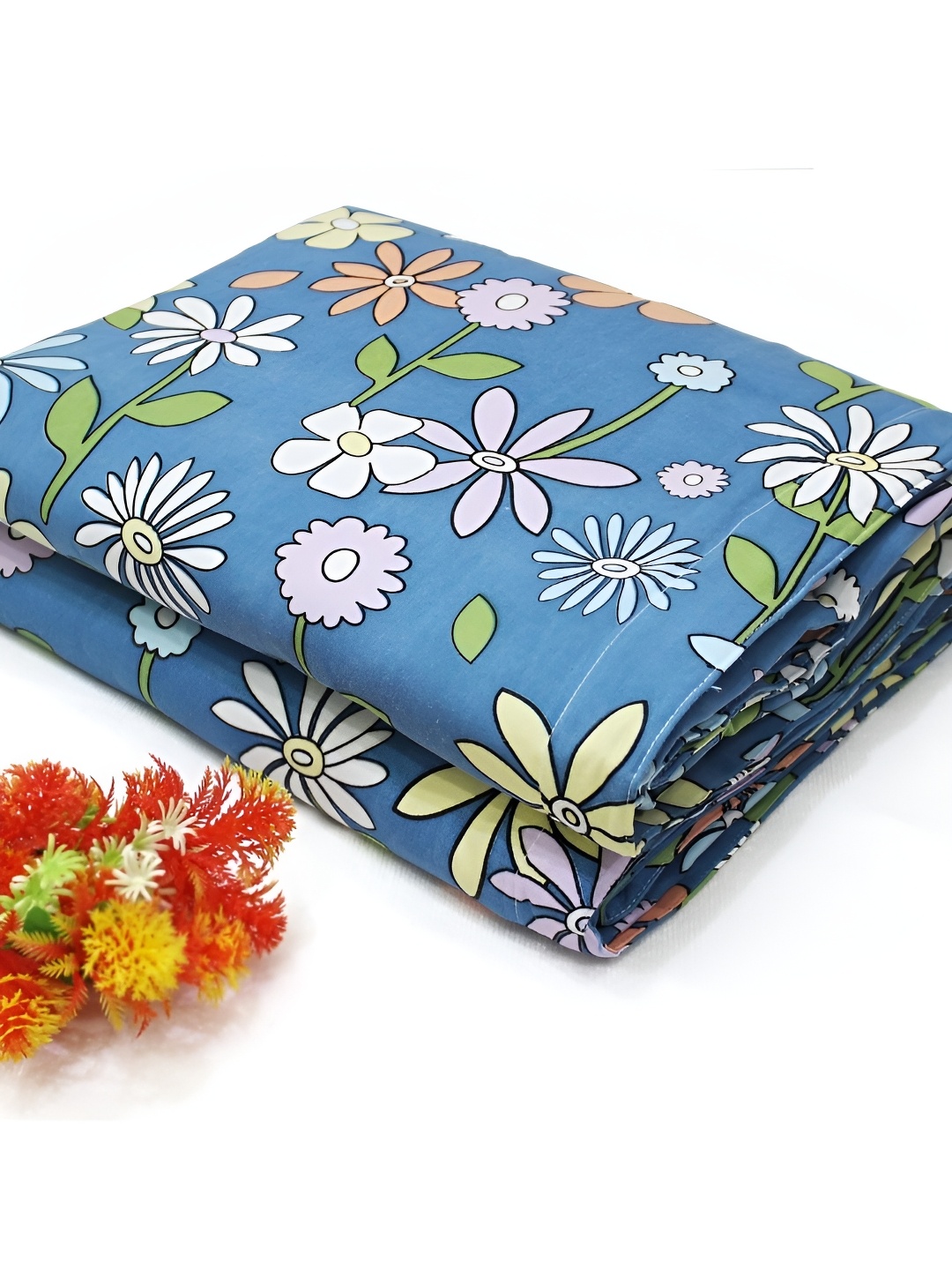 

Aurave Blue & Green Floral Reversible Microfiber Mild Winter 150 GSM Double Bed Dohar