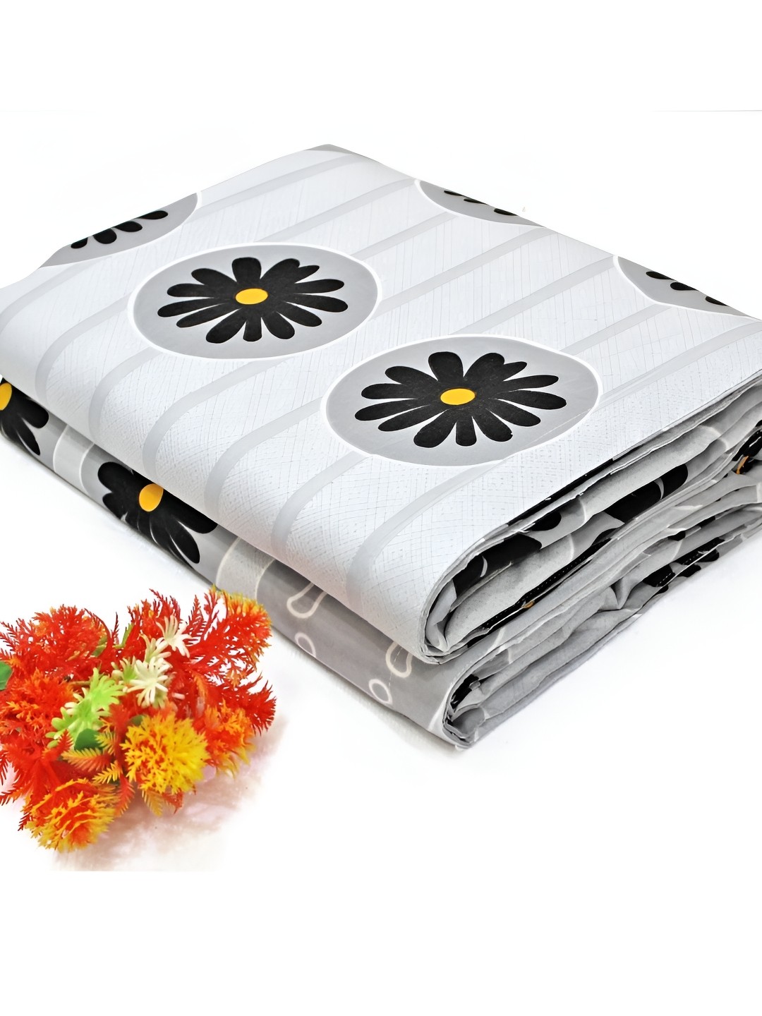 Aurave Grey & Black Floral Printed Microfiber Mild Winter 150 GSM Double Bed Dohar