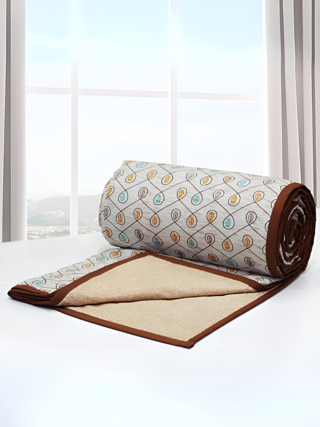 

Aurave Riva Brown & White Floral Cotton AC Room 150 GSM Double Bed Dohar