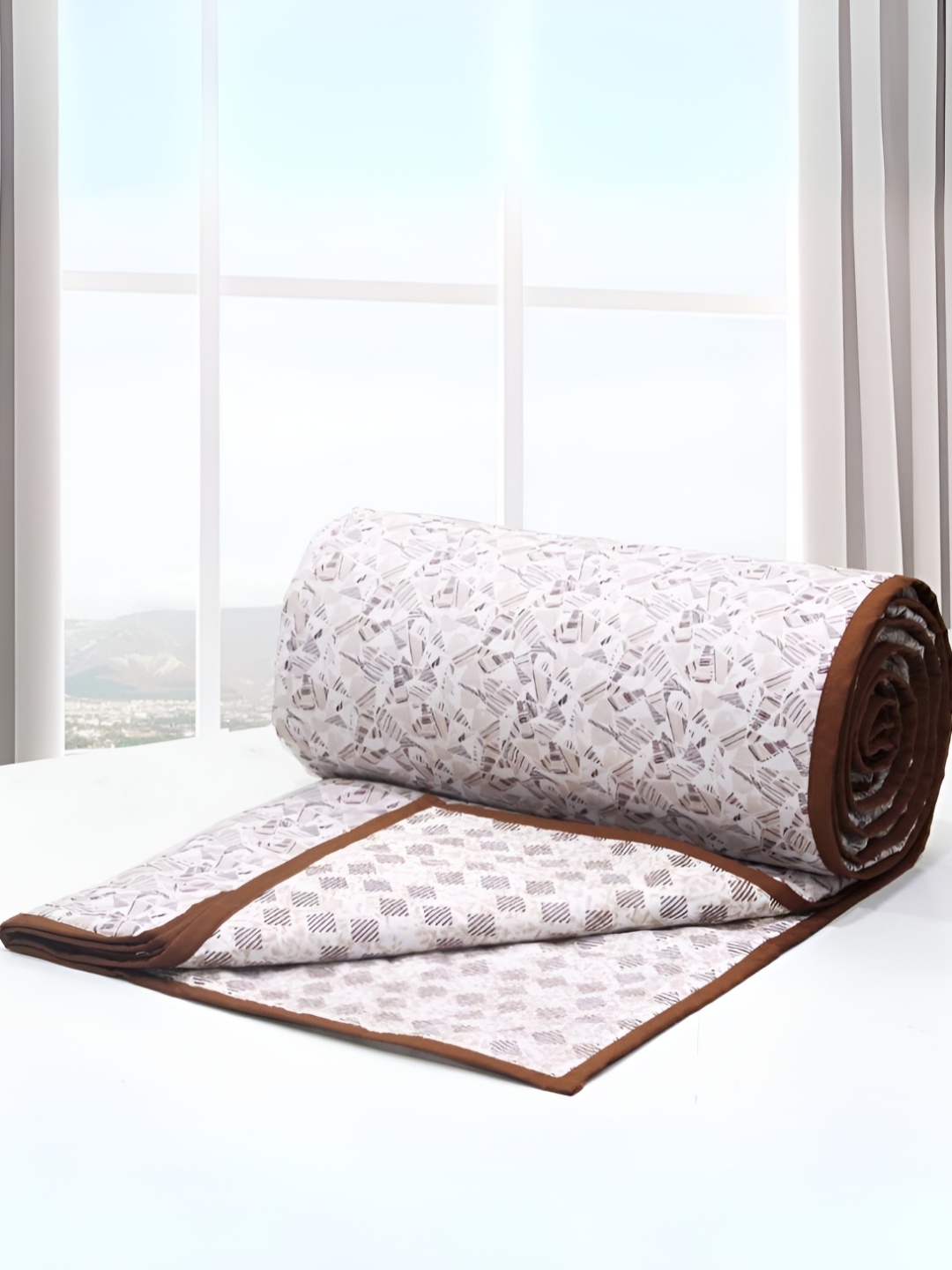 

Aurave Riva Brown & White Floral AC Room Cotton 150 GSM Single Bed Dohar