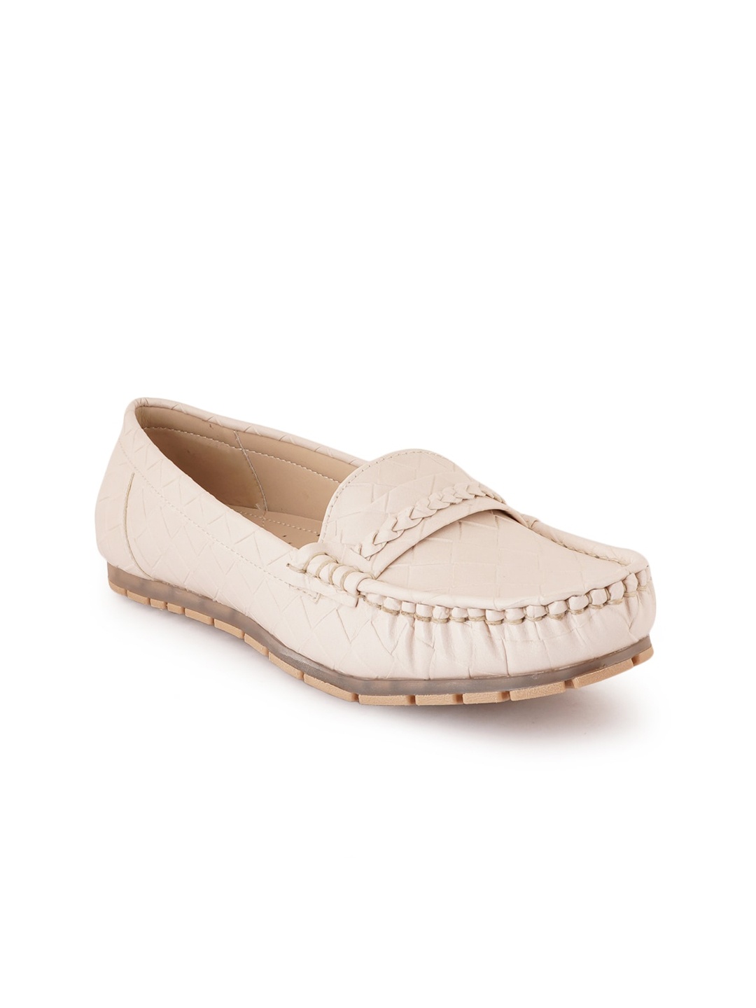 

SCENTRA Women Textured Penny Loafers, Beige