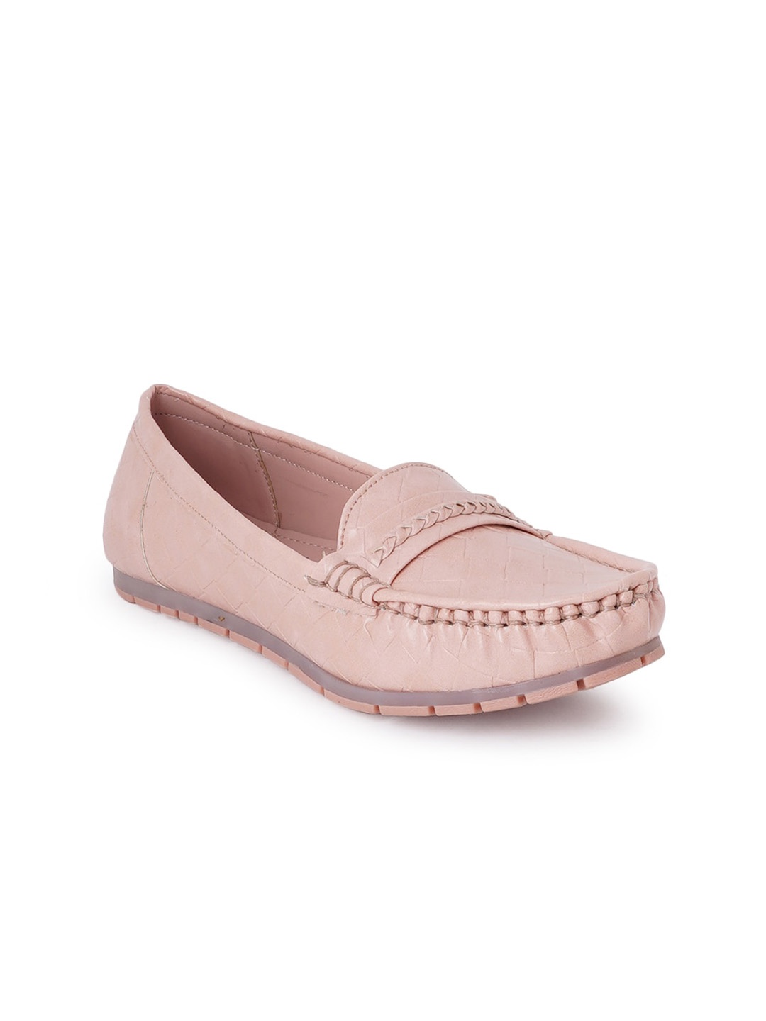 

SCENTRA Women Textured Penny Loafers, Pink