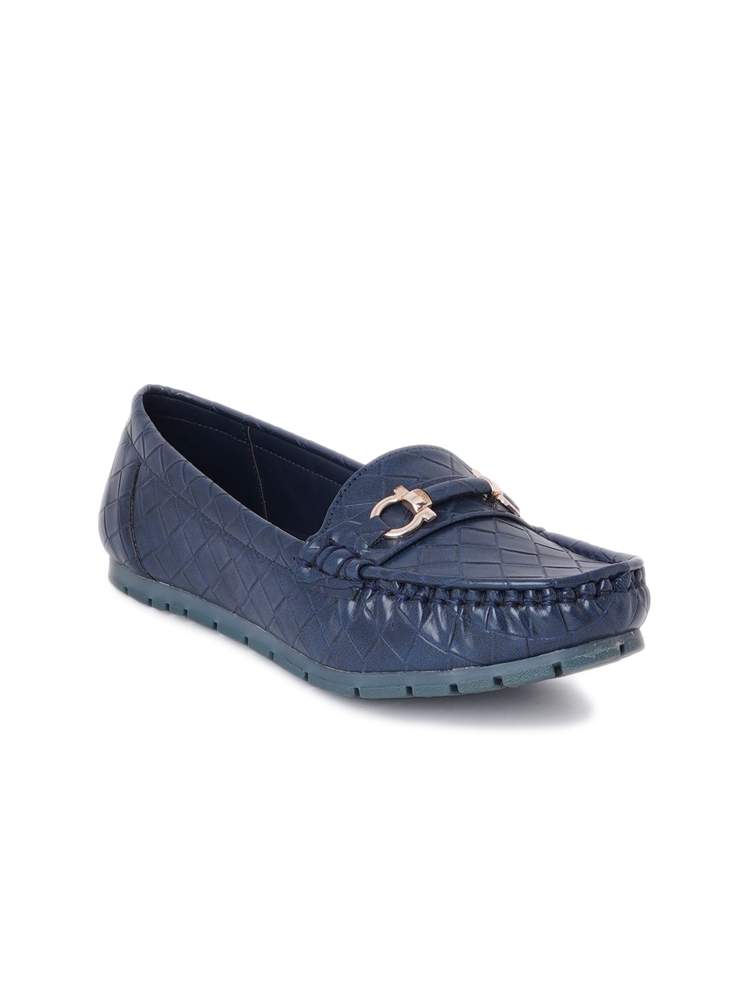 

SCENTRA Women Textured Horsebit Loafers, Blue