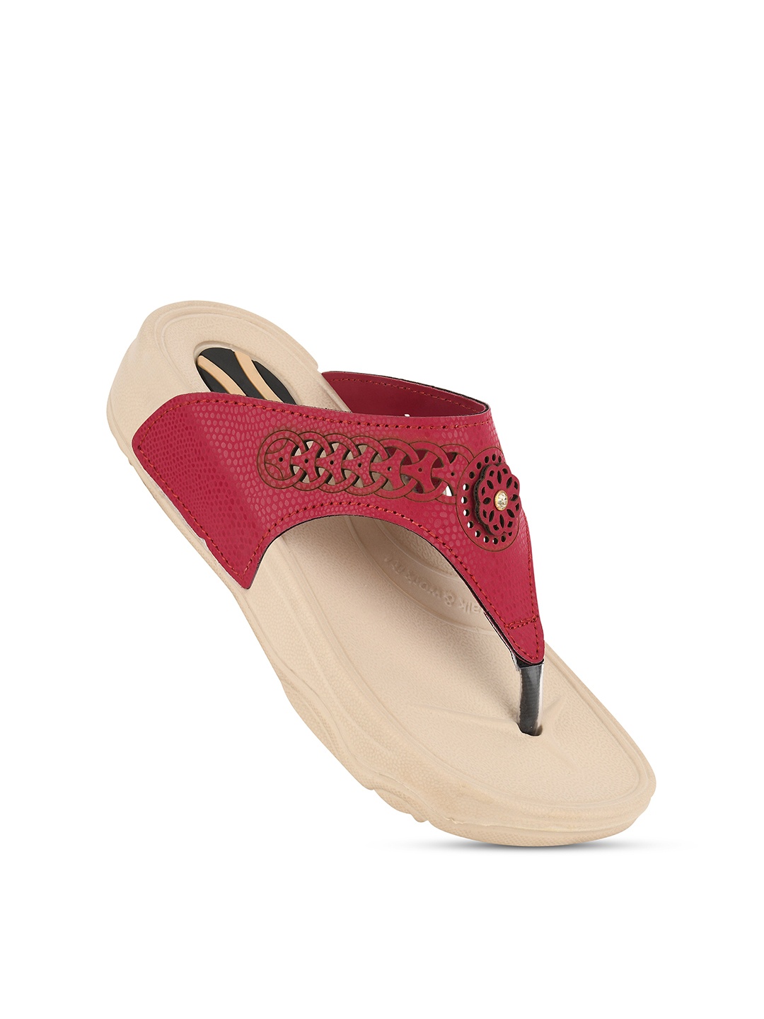 

BAESD Women Laser Cut Thong Flip-Flops, Maroon