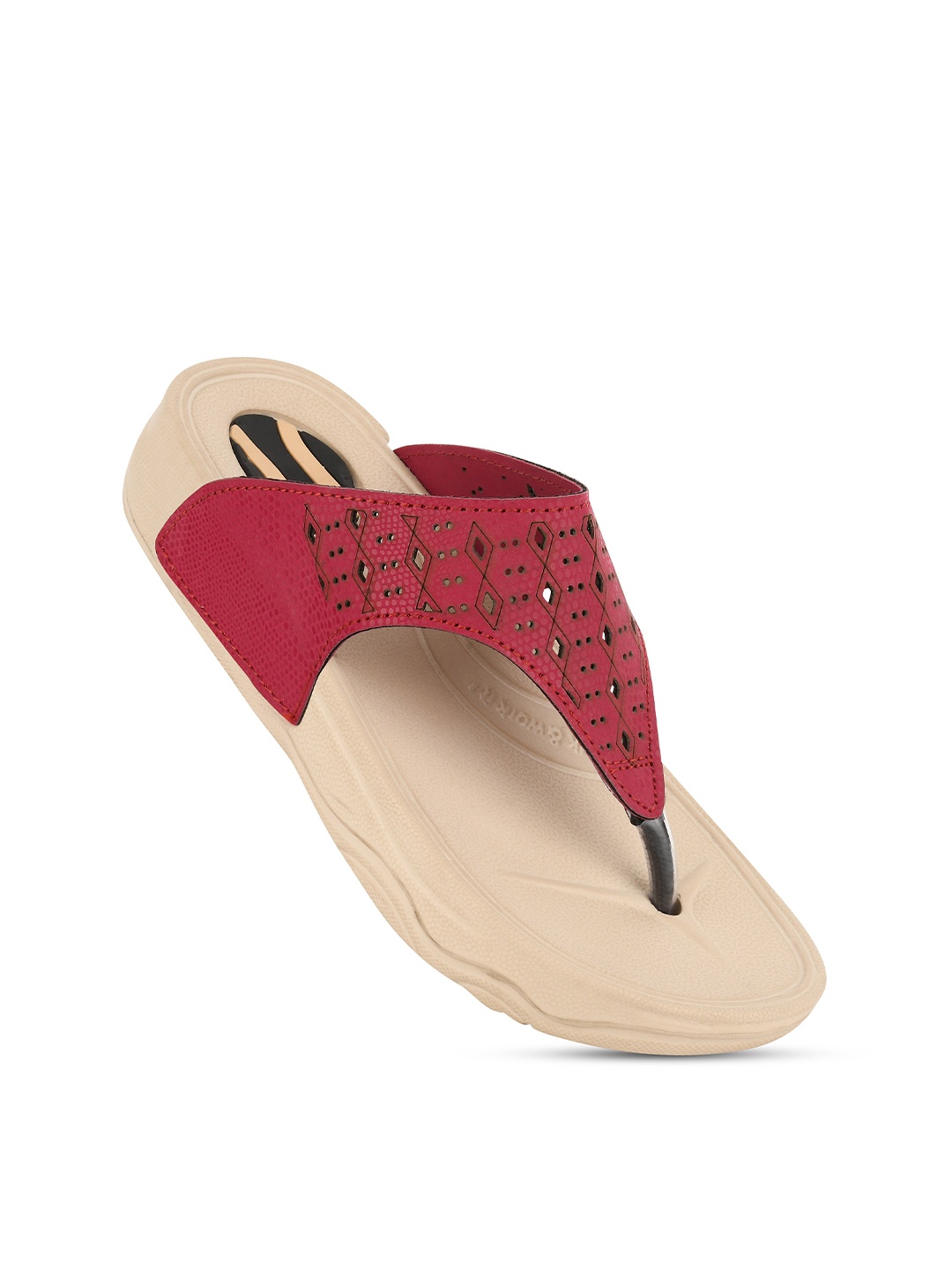 

BAESD Women Laser Cut Thong Flip-Flops, Maroon