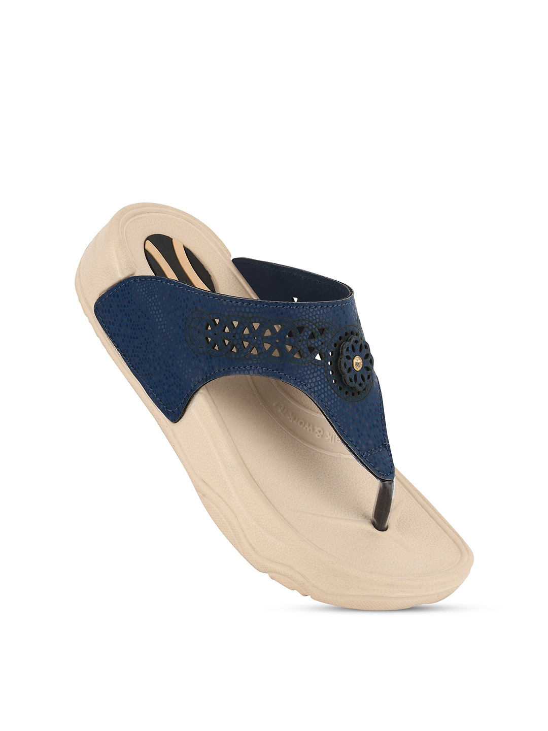 

BAESD Women Laser Cut Thong Flip-Flops, Navy blue