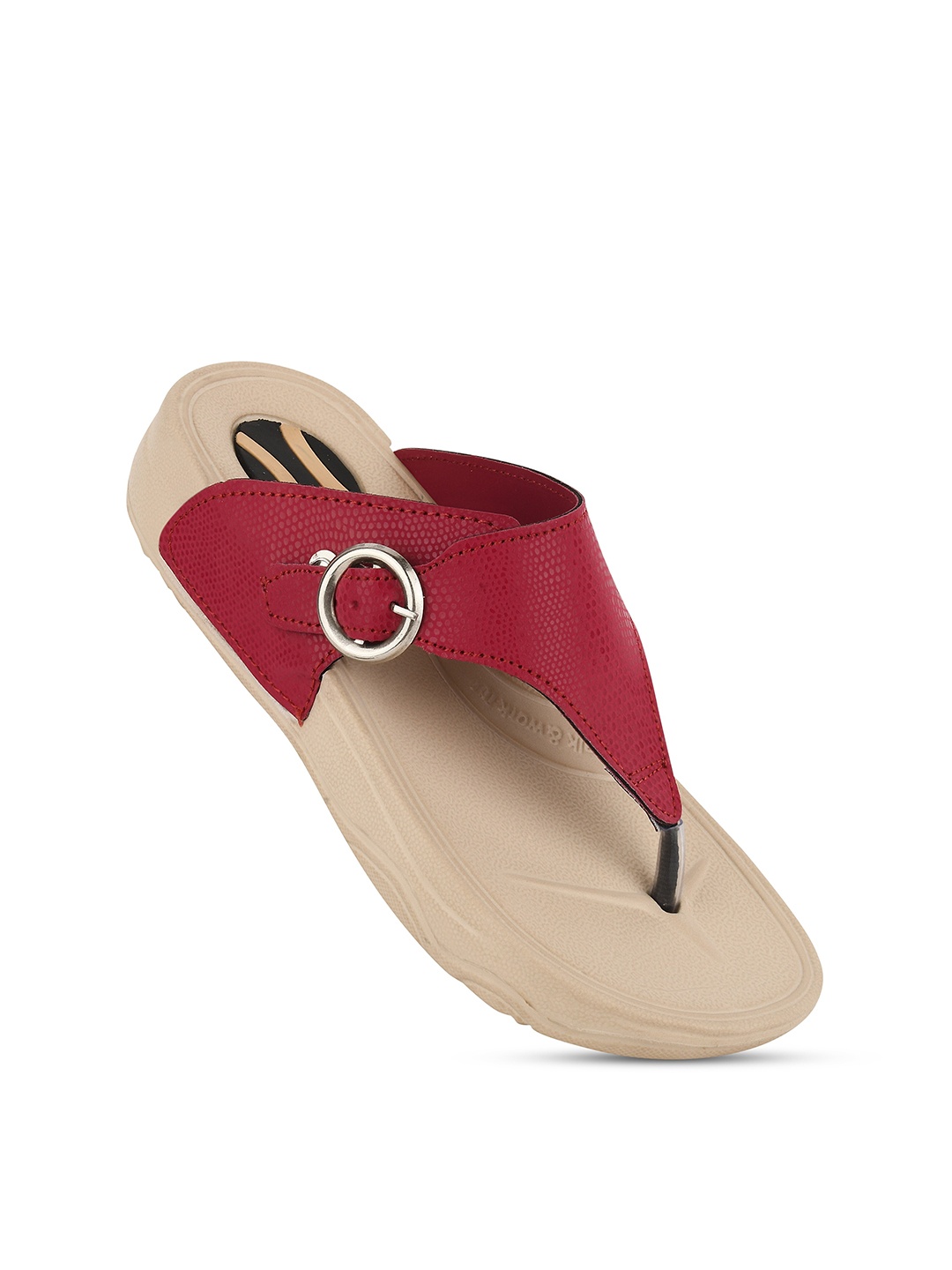 

BAESD Women Buckle Detailed Thong Flip-Flops, Maroon