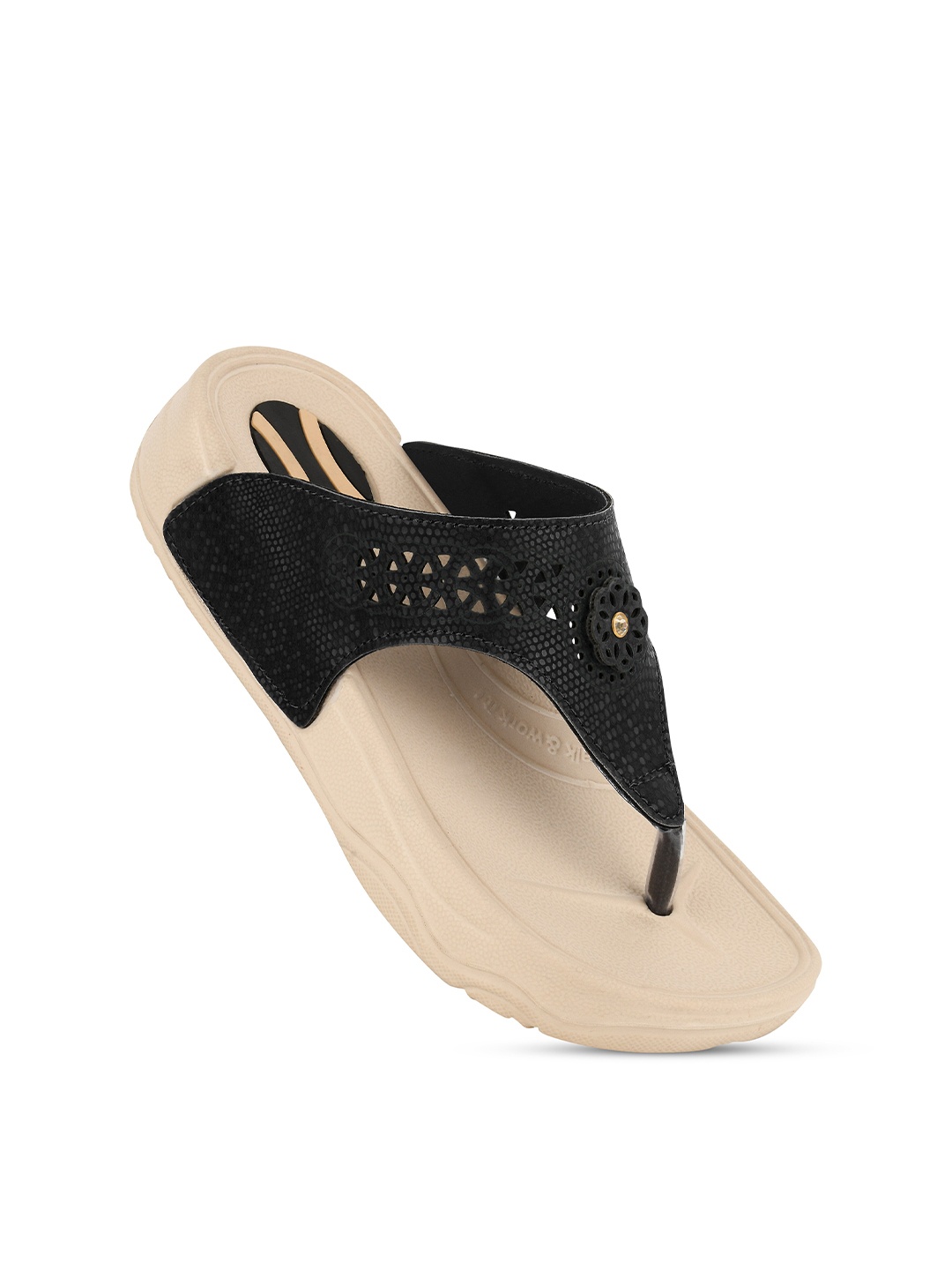 

BAESD Women Laser Cut Thong Flip-Flops, Black