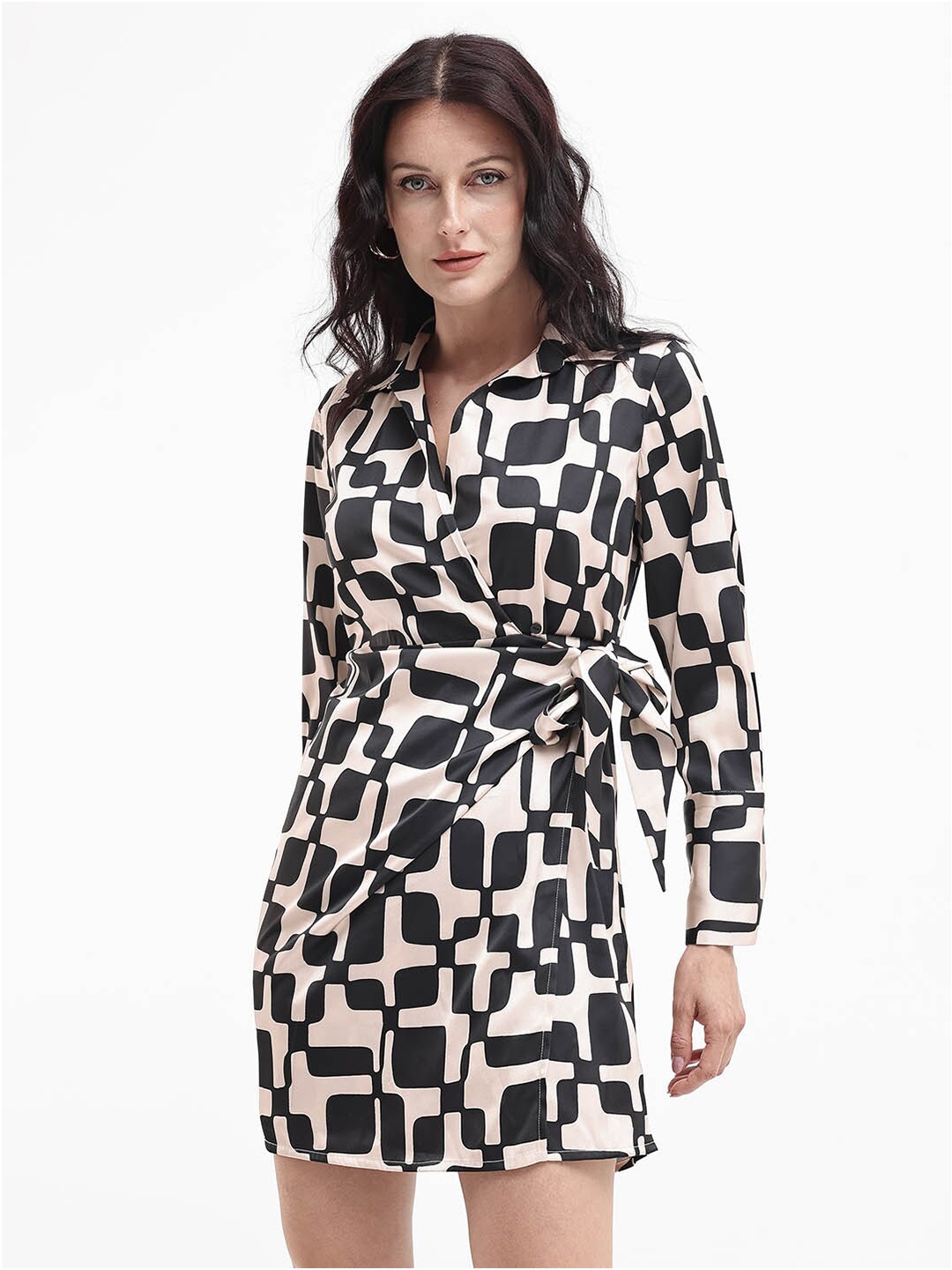 

RAREISM Print Shirt Mini Dress, Black