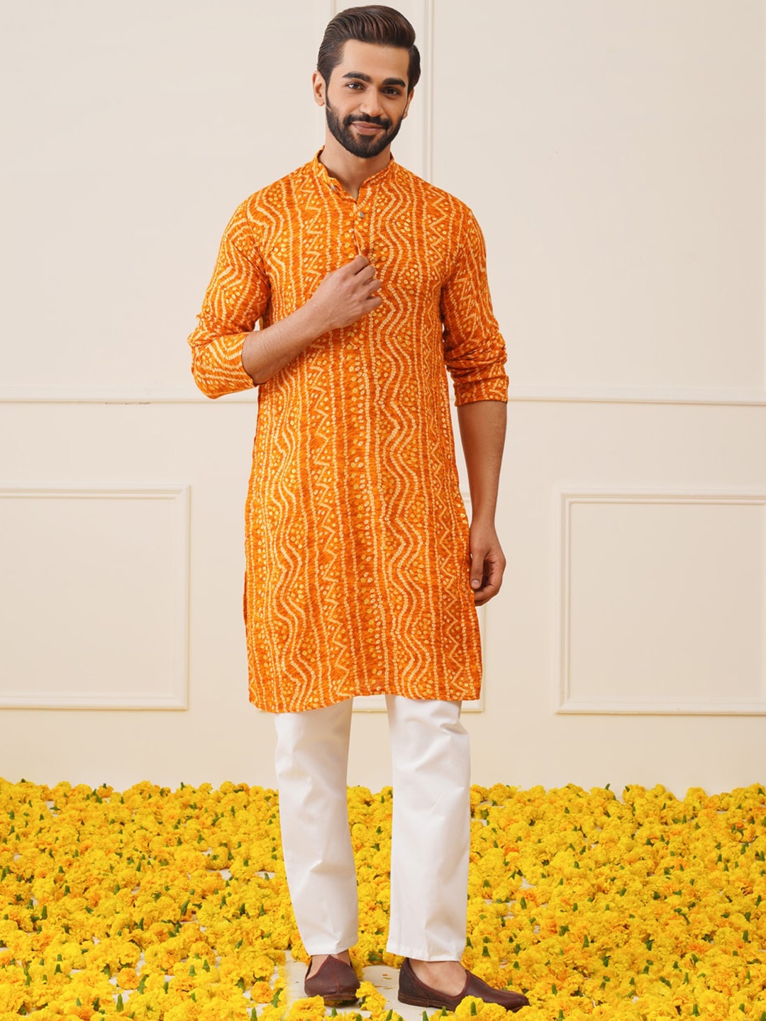 

Jompers Bandhani Printed Regular Kurta with Trouser, Orange