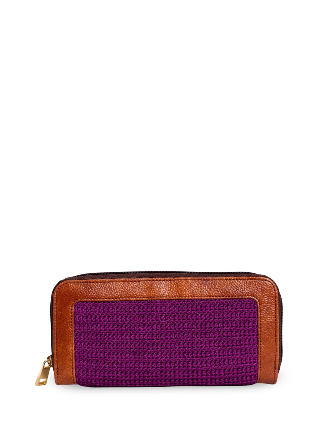 

WABASTA Woven Design Zip Around Wallet, Purple