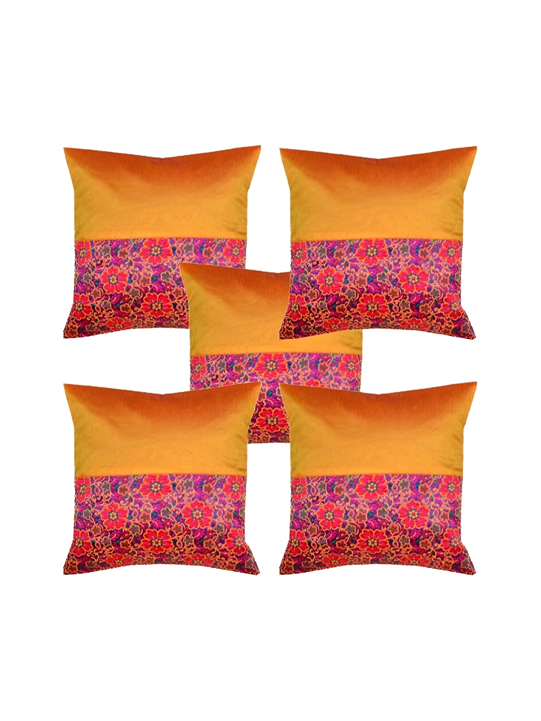 

Pink Parrot Yellow & Red 5 Pcs Floral Square Cushion Covers