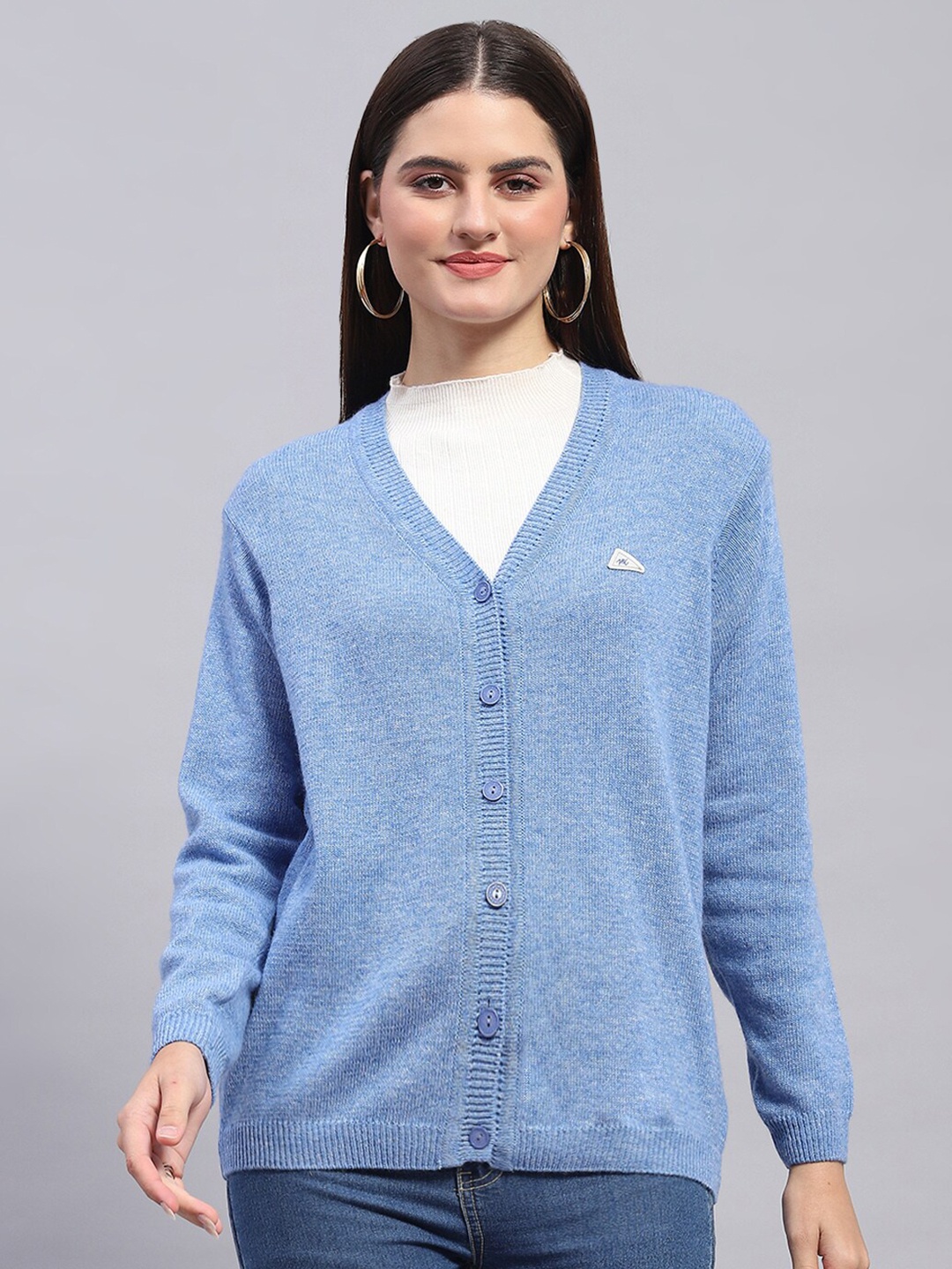 

Monte Carlo V-Neck Woollen Cardigan Sweater, Blue
