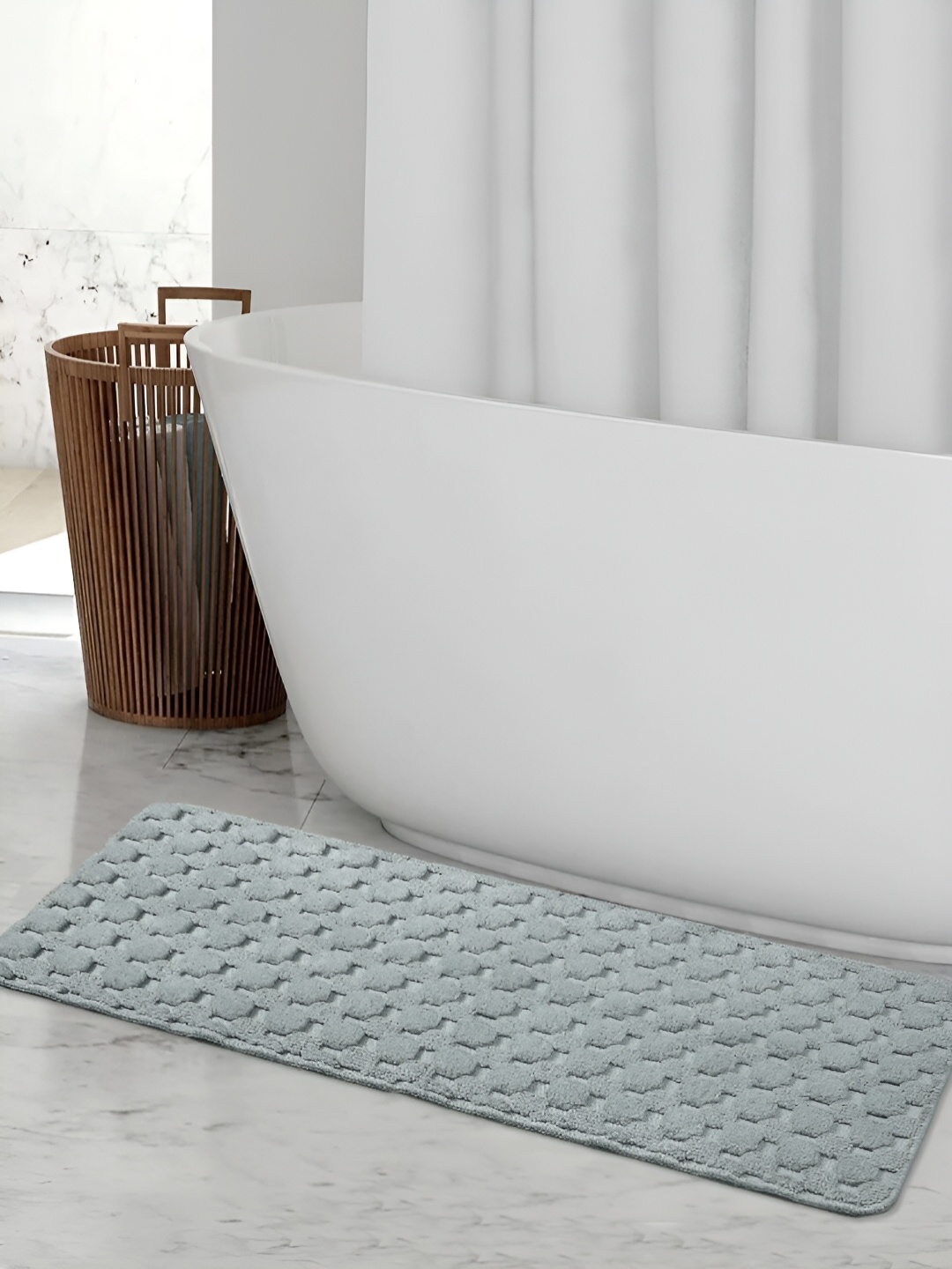 

Saral Home YANO Grey Textured Pure Cotton Anti Skid Rectangle Floor Runner
