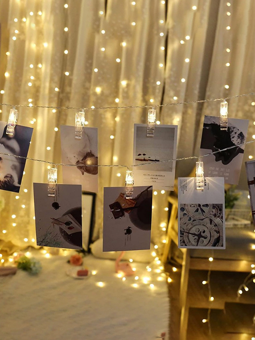 

Kuber Industries White Photo Clip String Lights For Hanging Birthday Photo Decors