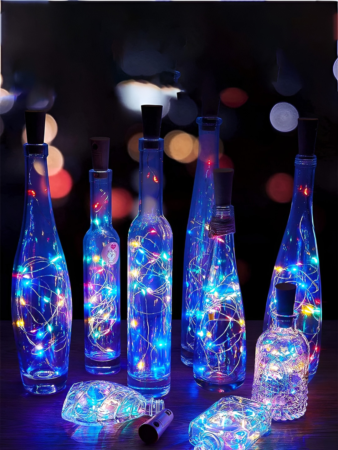 

Kuber Industries 12 Pieces Blue 20 LED Wine Bottle Cork Copper Wire String Lights