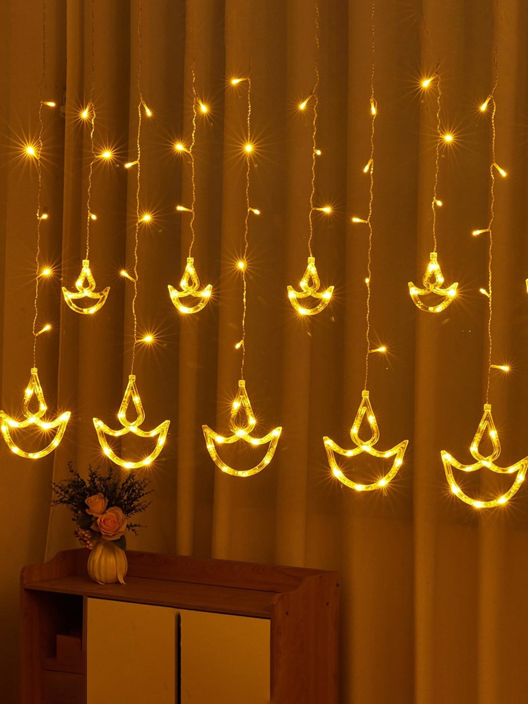 

Kuber Industries White & Yellow Diya LED String Lights