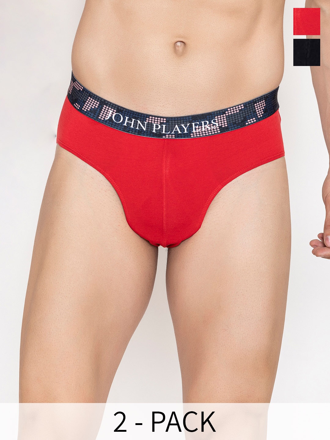 

John Players Pack Of 2 Rash-Free Cotton Basic Briefs COMBOJP08S, Red