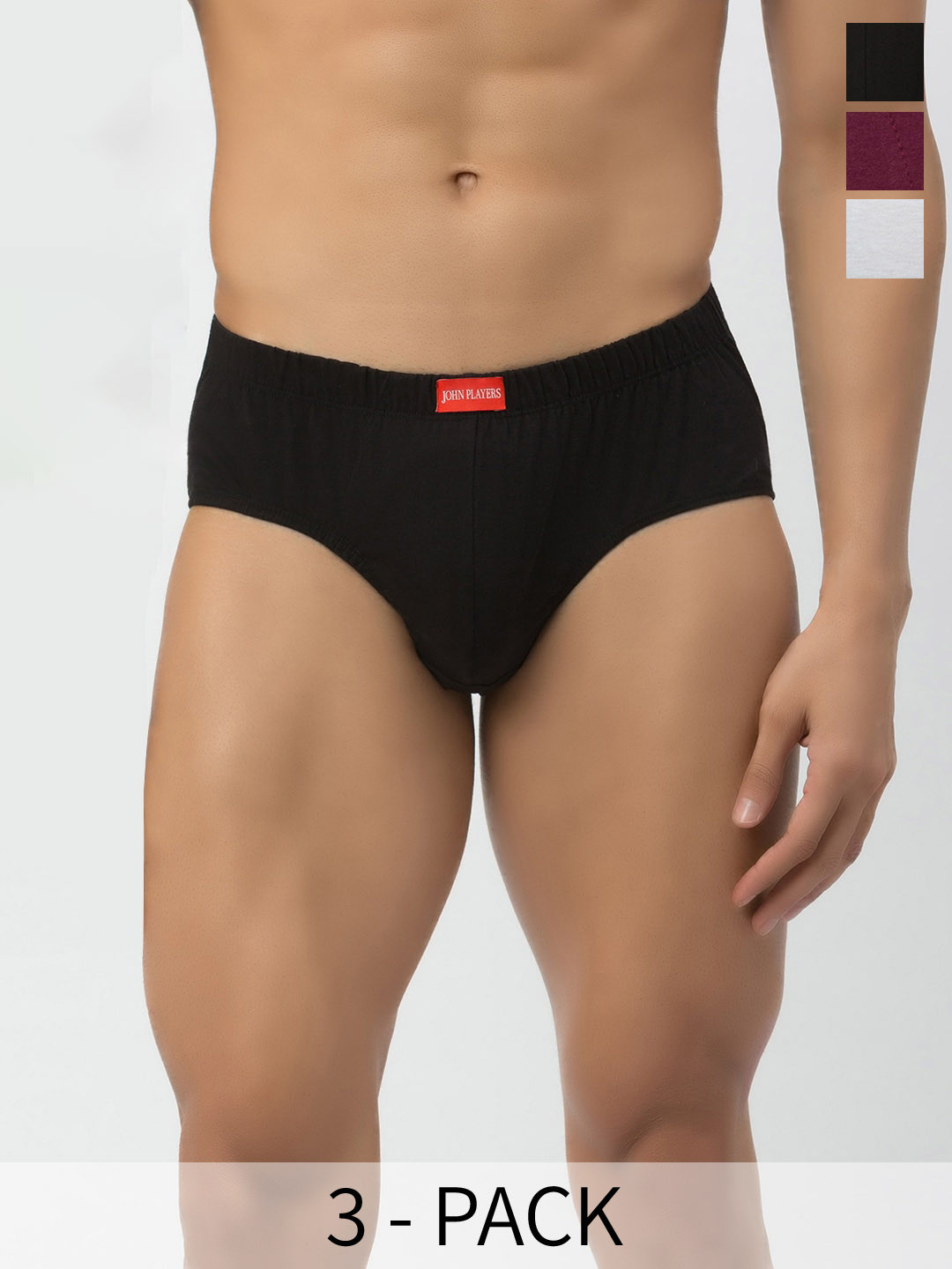 

John Players Pack Of 3 Rash-Free Cotton Basic Briefs COMBOJP25S, White