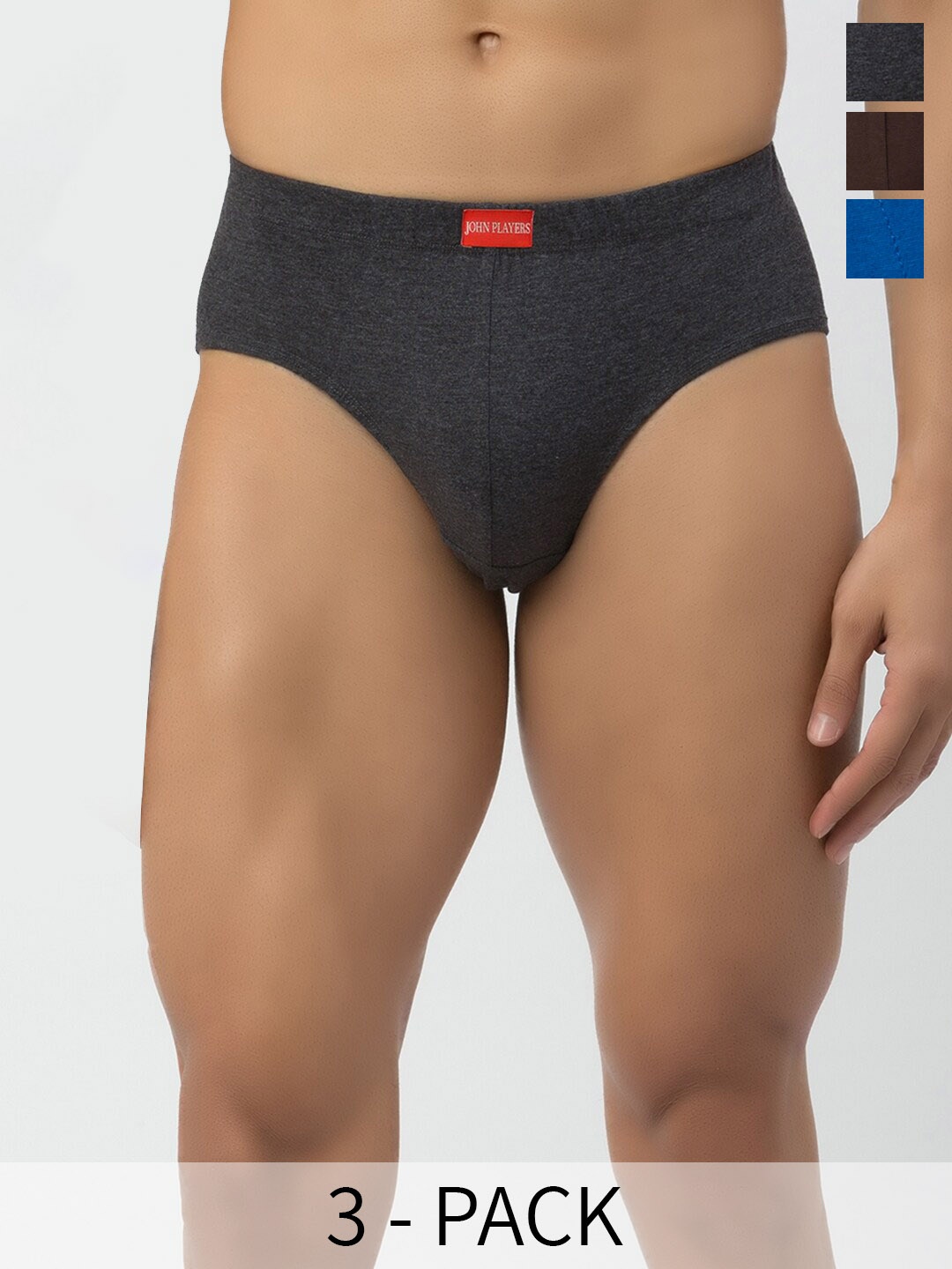 

John Players Pack Of 2 Rash-Free Pure Cotton Basic Briefs COMBOJP23S, Brown
