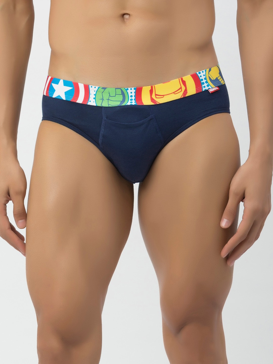 

John Players Mid-Rise Marvel Printed Cotton Basic BriefsJBF007M08S, Blue