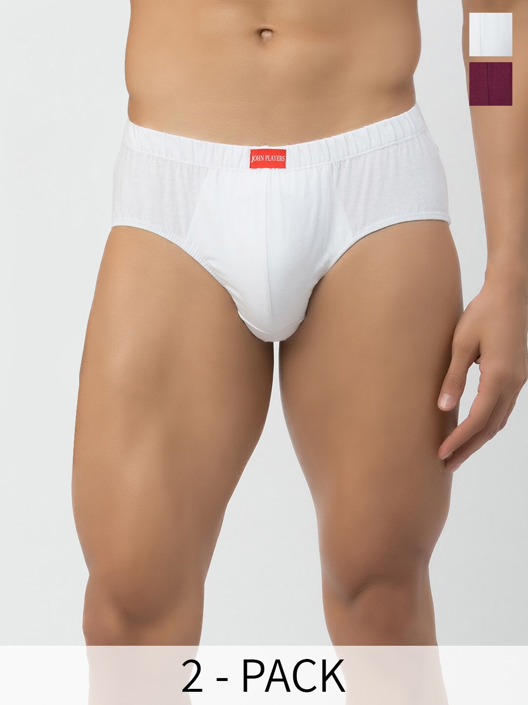 

John Players Pack Of 2 Mid-Rise Pure Cotton Rash-Free Basic Briefs COMBOJP01S, White