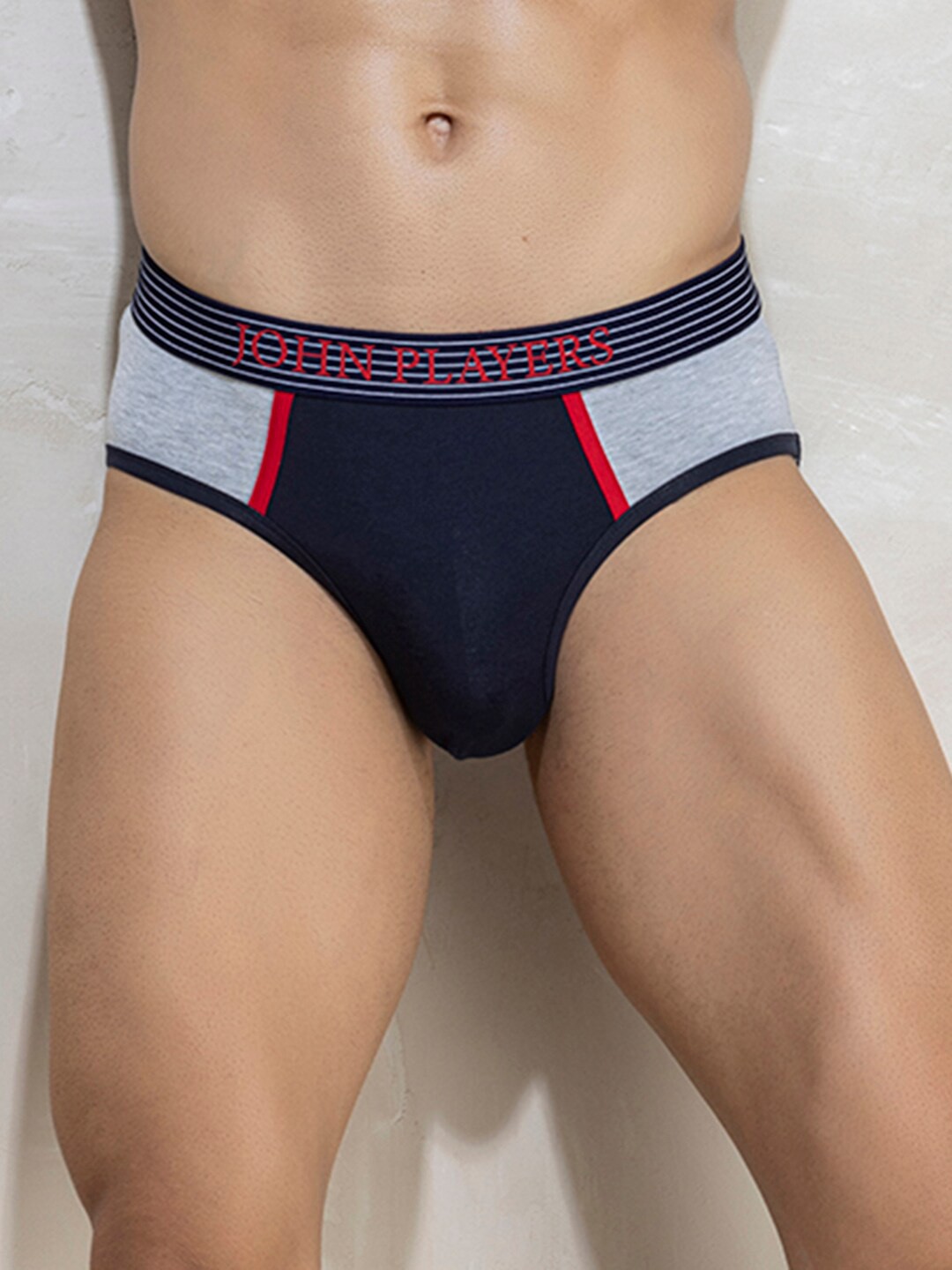 

John Players Colourblocked Cotton Basic Briefs JBF041M01S, Grey