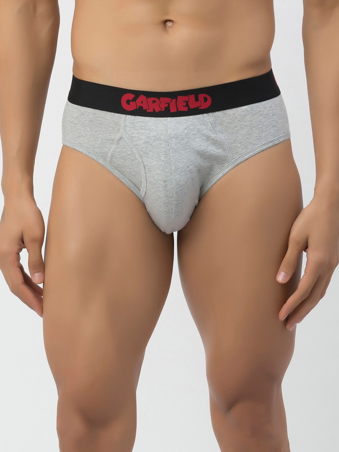 

John Players Mid-Rise Contoured Pouch Garfield Printed Basic Briefs JBF003M01S, Grey