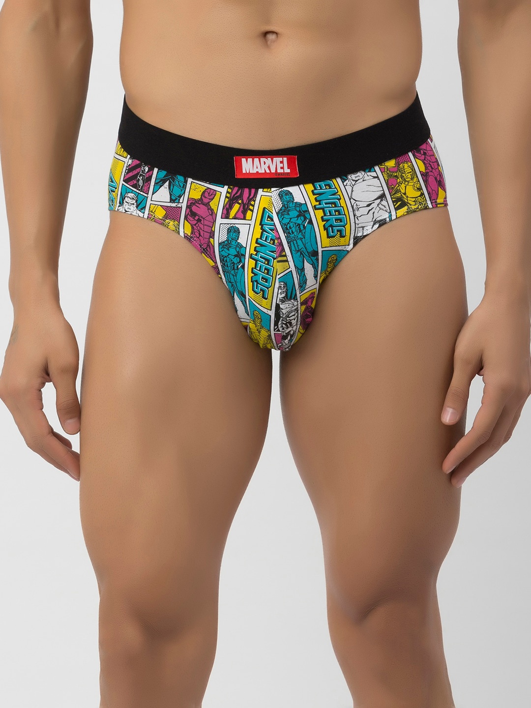 

John Players Mid-Rise Marvel Printed Contoured Pouch Basic Briefs JBF021M19S, Blue