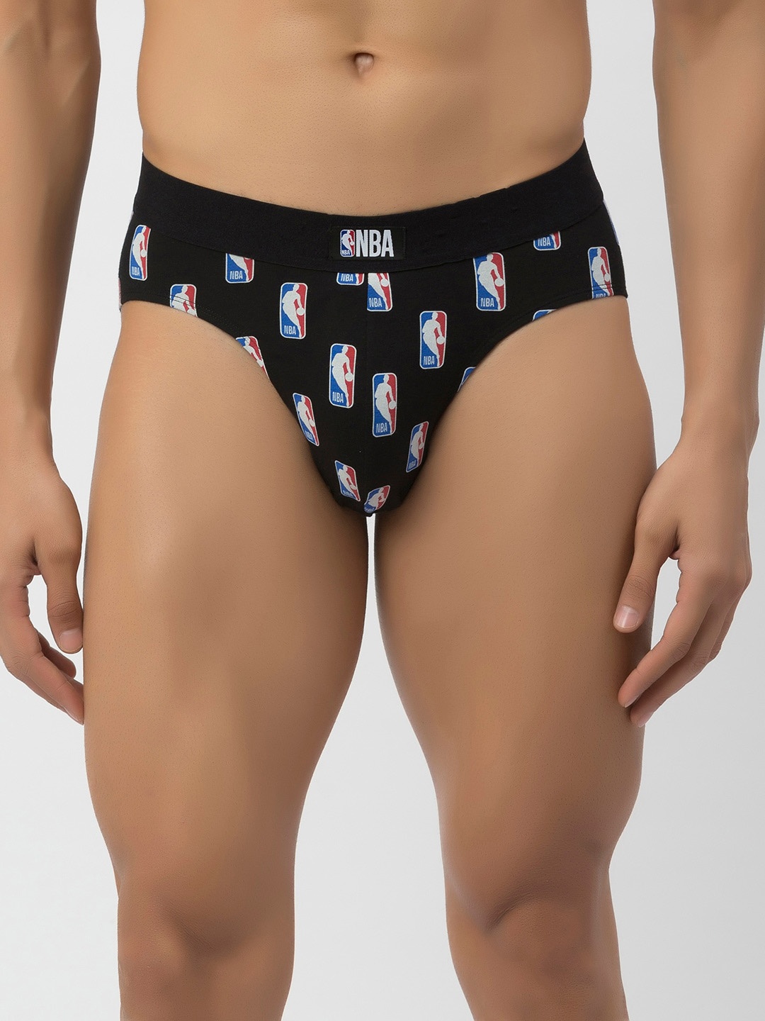 

John Players Mid-Rise NBA Printed Contoured Pouch Basic Briefs JBF025M13S, Black
