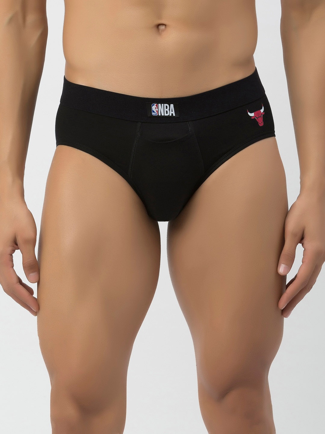 

John Players Mid-Rise NBA Printed Cotton Basic Briefs With H-Fly JBF013M13S, Black