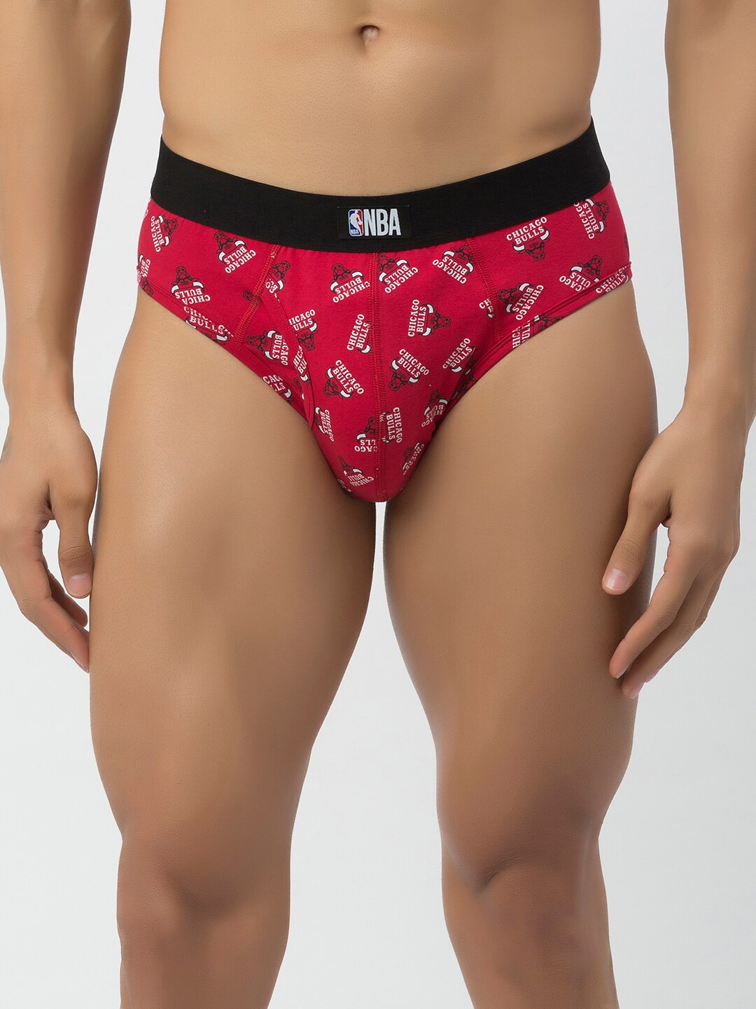 

John Players Mid-Rise NBA Printed Contoured Pouch Basic Briefs JBF019M04S, Red