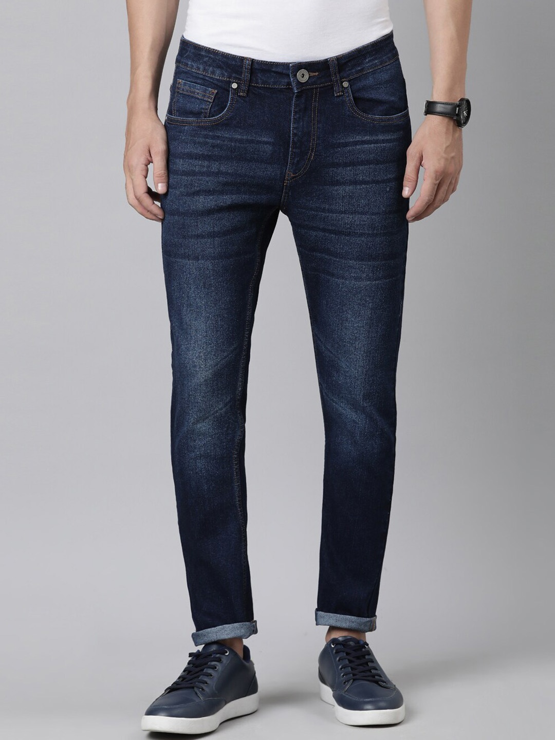 

Mast & Harbour Men Skinny Fit Light Fade Stretchable Jeans, Blue