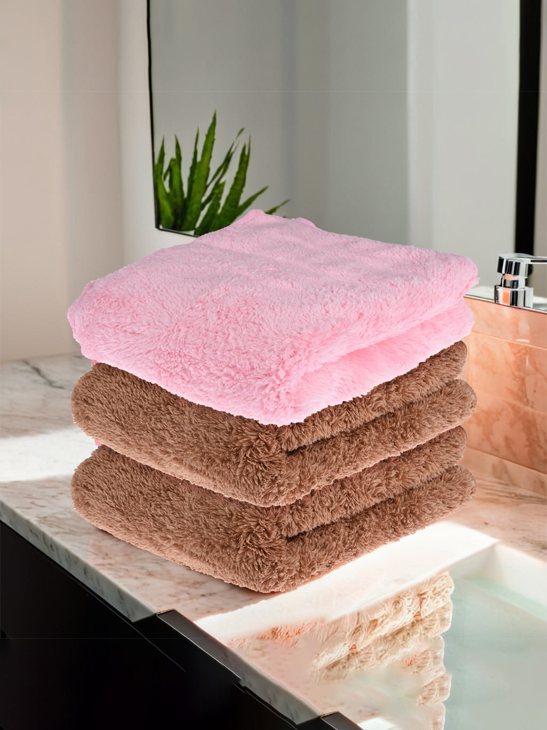 

Kuber Industries Pink & Brown 3 Pieces 350 GSM Bath Towel