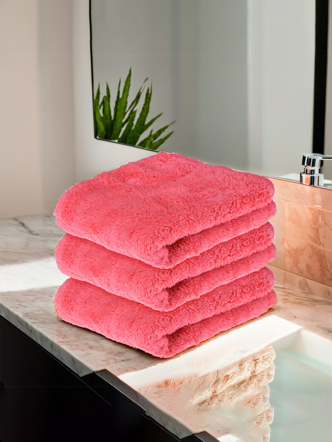 

Kuber Industries Pink 3 Pieces 350 GSM Bath Towel