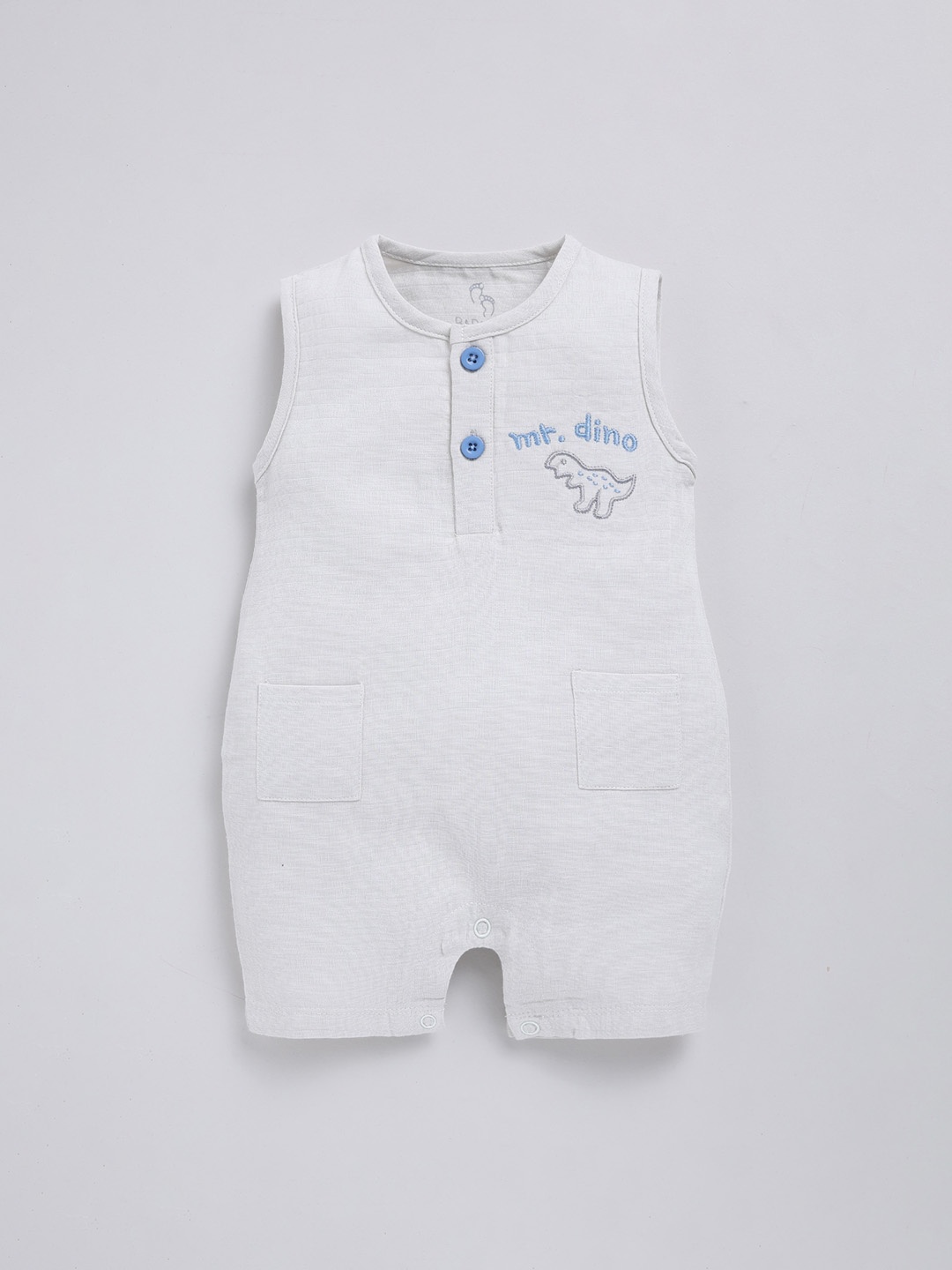 

BABY GO Infant Boys Round Neck Sleeveless Pure Cotton Romper, Grey