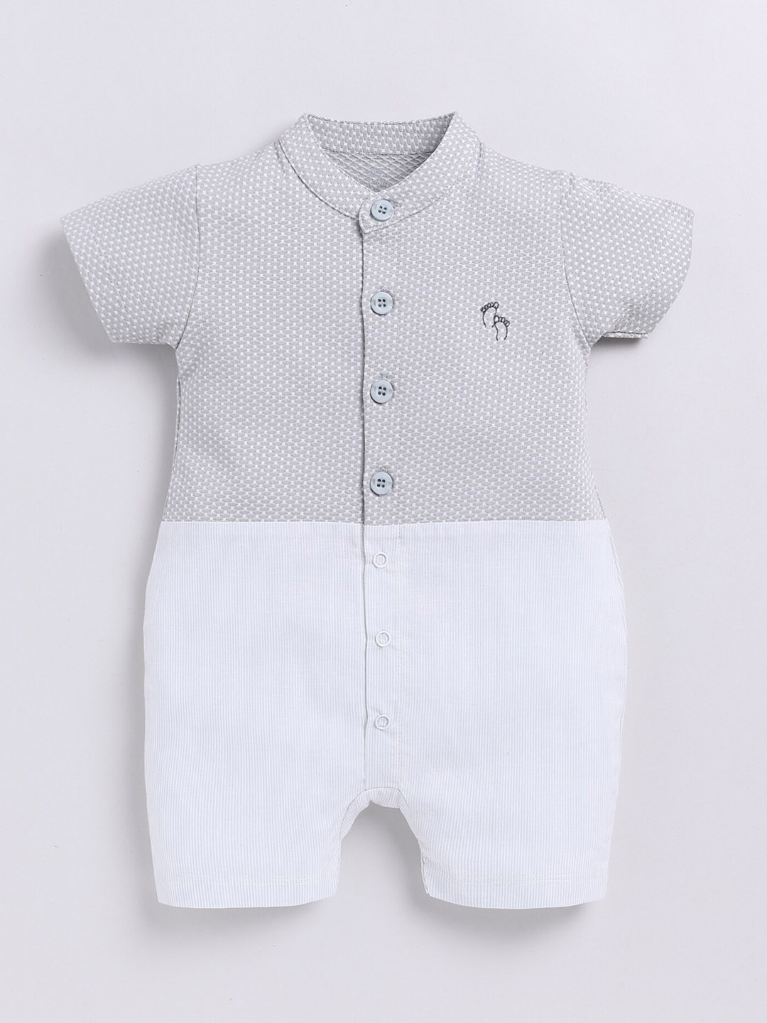 

BABY GO Infant Boys Striped Pure Cotton Romper, Grey