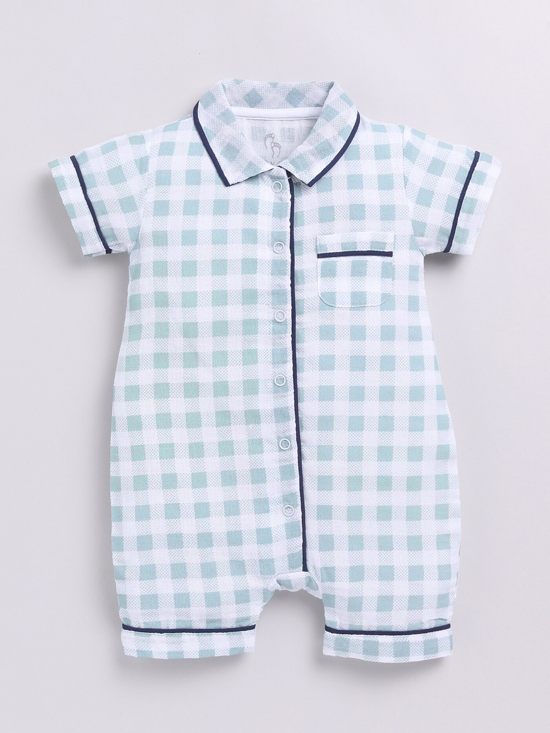 

BABY GO Infant Boys Checked Pure Cotton Romper, Green