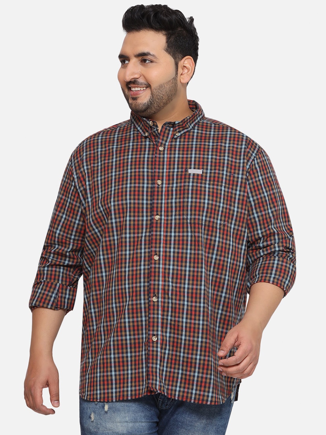 

Santonio Men Classic Tartan Checks Opaque Checked Casual Shirt, Multi